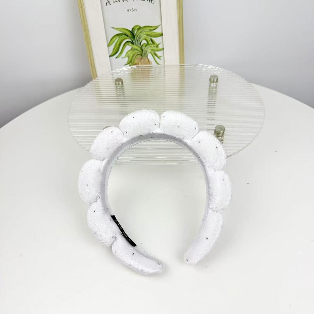 Women's Cute Blue Cloud Headband - Wide, High Skull Top for Face Washing