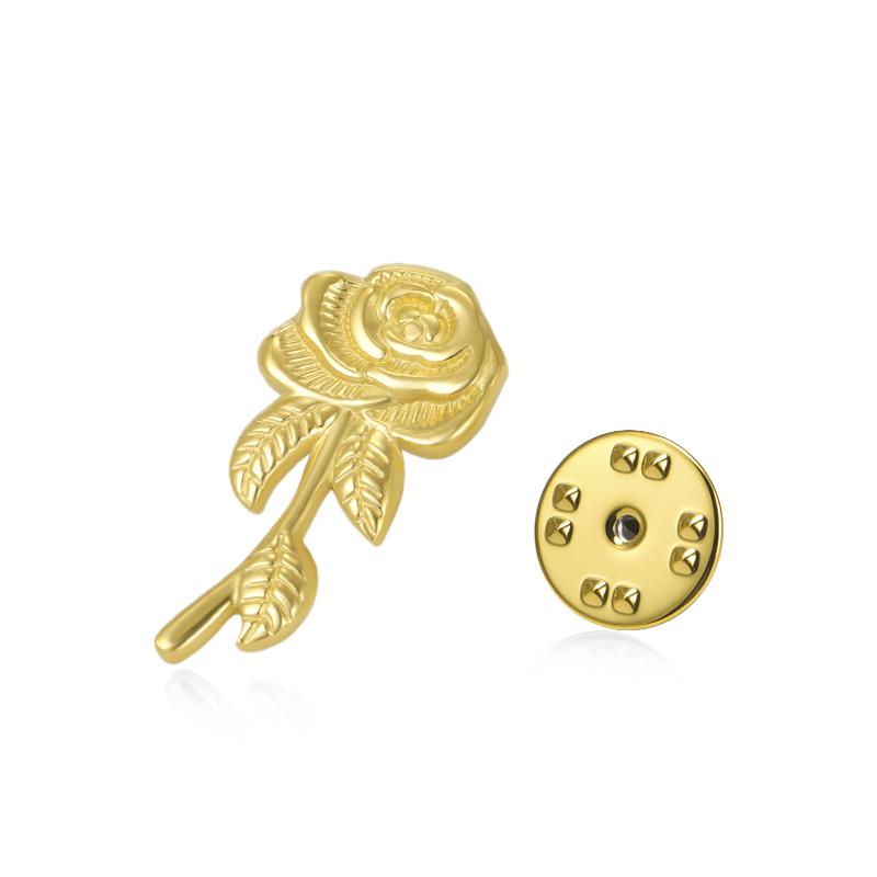 Womens Jewelry Four Petal Flower Brooch French Style Stainless Steel Gold Color Trendy Pin for Wedding Office Gift