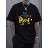 European Sizes Men's Vintage "Poop Shooter" Graphic T-Shirt - 90s Style Vintage Crew Neck Tee with Bold Yellow and Blue Design, Casual Short Sleeve