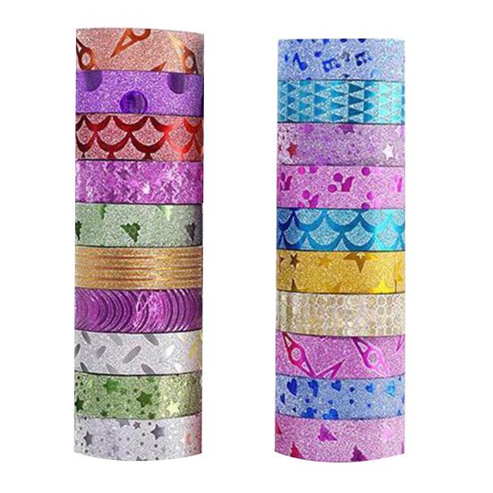 

10 рулонов блестящих лент Washi без следов цвета, маскировочные ленты, сделай сам, дизайн ногтей, канцелярские товары, украшения для скрапбукинга, клейкие ленты, школьные принадлежности