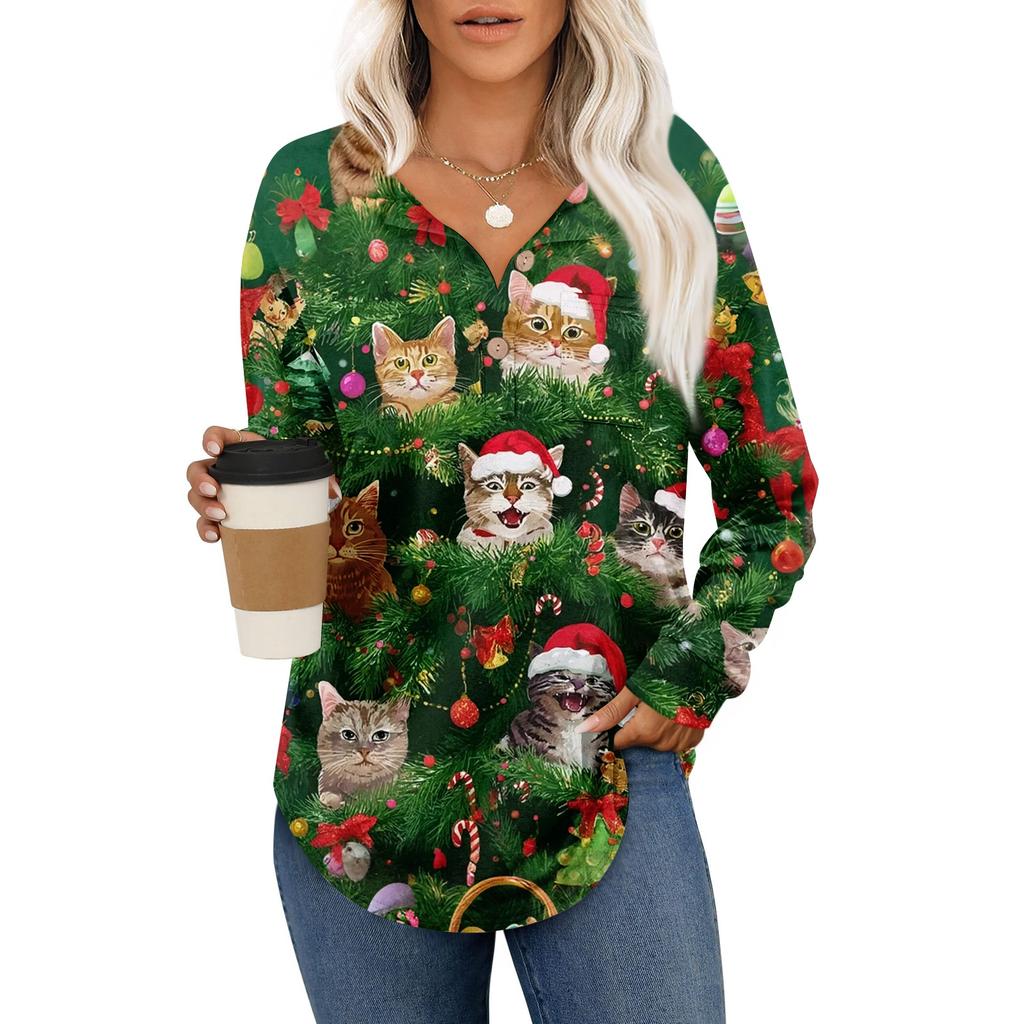 Women's Retro Printed Fashionable Long-sleeved Top