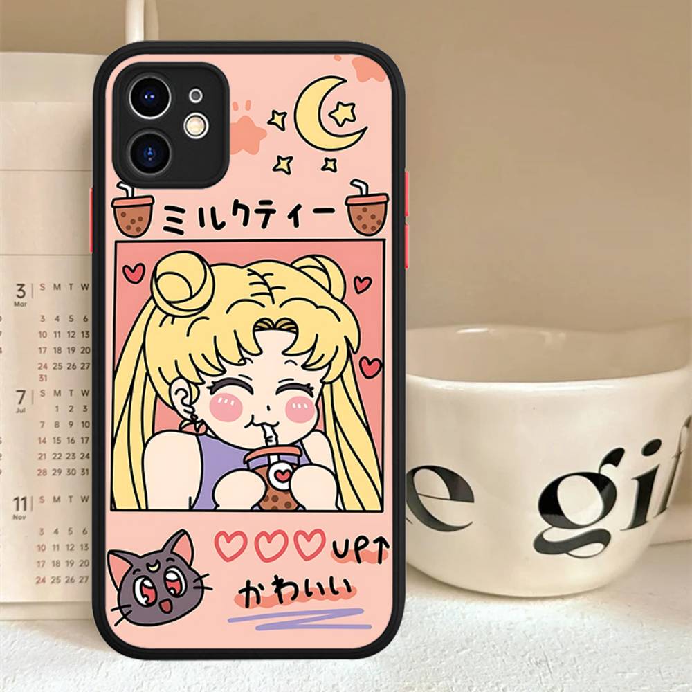 Popular Anime Girl S-Sailor Moon For iPhone 15 16 Pro Max 11 12 13 14 XS XR X Plus 16E Matte Translucent Phone Cover