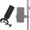 10x4cm Microphone Stand Phone Holder 360 Degree Rotating Black