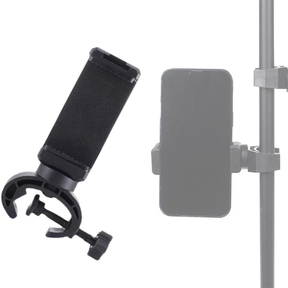 10x4cm Microphone Stand Phone Holder 360 Degree Rotating Black