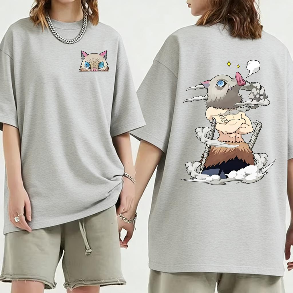 Plus Size Demon Slayer Anime Printed Unisex Women Summer Tshirt Casual Parent Child Top Fashion Harajuku Style Street Wear Y2K