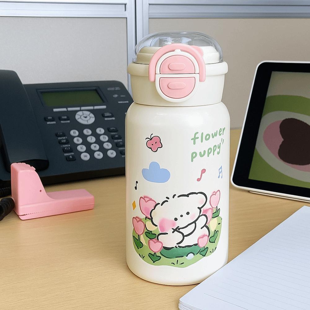 Leak Proof Double Drinking Water Cup Cartoon Iced Coffee Cup Drinkware Straw Bottle  Outdoor