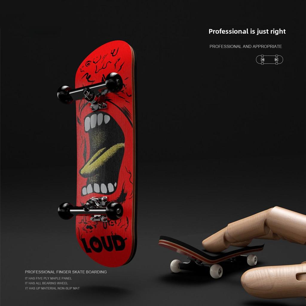 Pattern Finger Skateboard: Five-Layer Maple Wood with Alloy Wheels - Fingertip Swing Toy.
