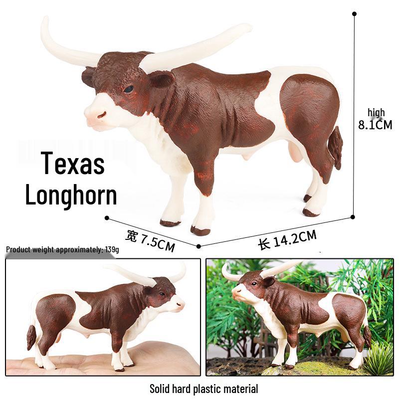 Children's Cognitive Animal Model Toy: Yellow Cow, Buffalo, Rhinoceros, Zebu, Bison, Bull Figurine.