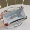 Rhinestone Tassel Evening Clutch with Metal Handle, Sparkly Party Handbag for Women