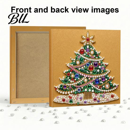 3D Bead Embroidery Sets Christmas Faux Pearl Art Kit, DIY Santa Tree Painting Craft Supplies for Beginners Holiday Wall Decor Kit Adults, Handmade