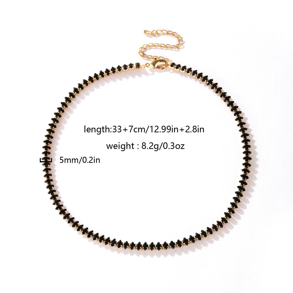 HipHop Black Crystal Iced Out Cubic Zirconia Tennis Necklace For Women 18K Gold Plated Hippie Bridesmaid Jewelry