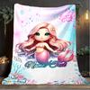1PC Custom Name Mermaid Fantasy Underwater World outdooor Flannel blankets Throw Blanket All-Season Throw Gift Bedspread for Couch, Bed, Camping Holid