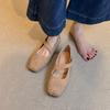 French Small Fragrant Style Square Head Pig Nose Shallow Mouth Flat Bottom Diagonal Word with Ballet Single Shoes Women's Autumn Mary Jane Shoes