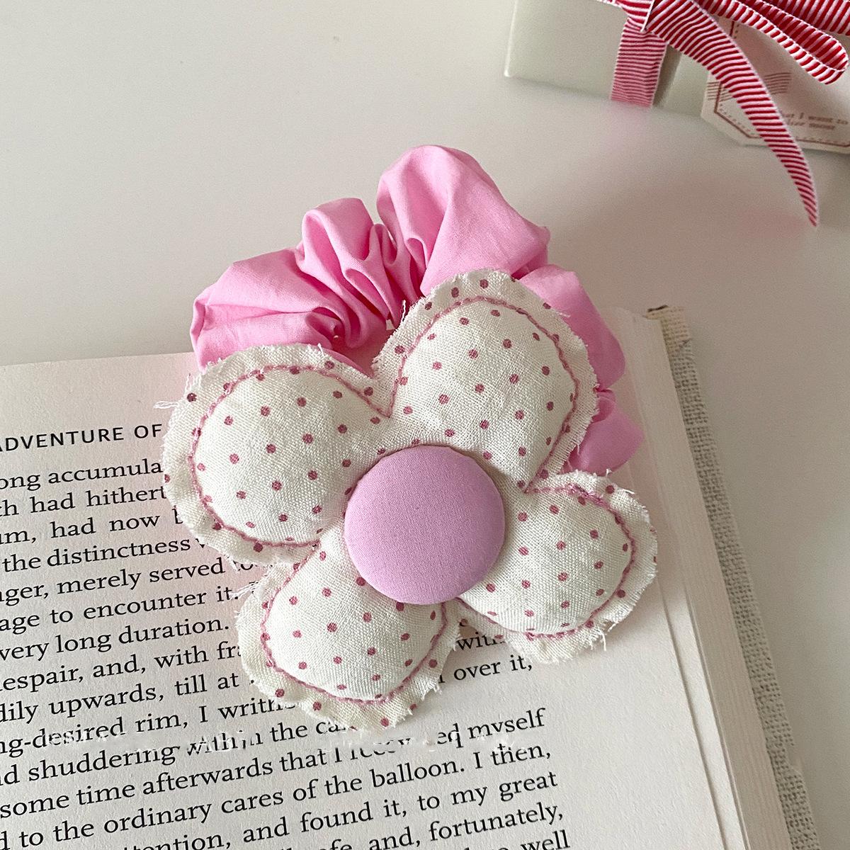New Cute Plaid Bow Polka Dot Flower Hair Scrunchies Stereo Ponytail Holder Hair Tie for Girl Creative Versatile Hair Accessories