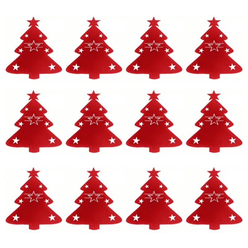 20/2pcs Christmas Cutlery Holders Xmas Tree Shaped Knife Fork Spoon Holder Bags Tableware Pockets Organizer Bag Party Home Decor
