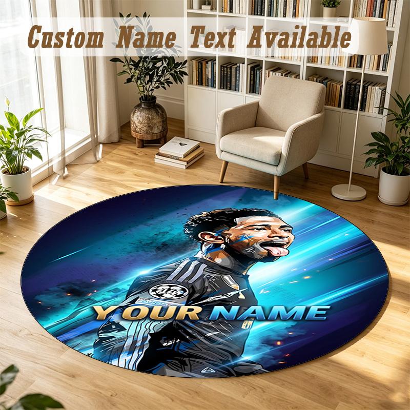 Round Rug Custom NameJude Bellingham Pattern Non Slip Carpet Home Floor Decor