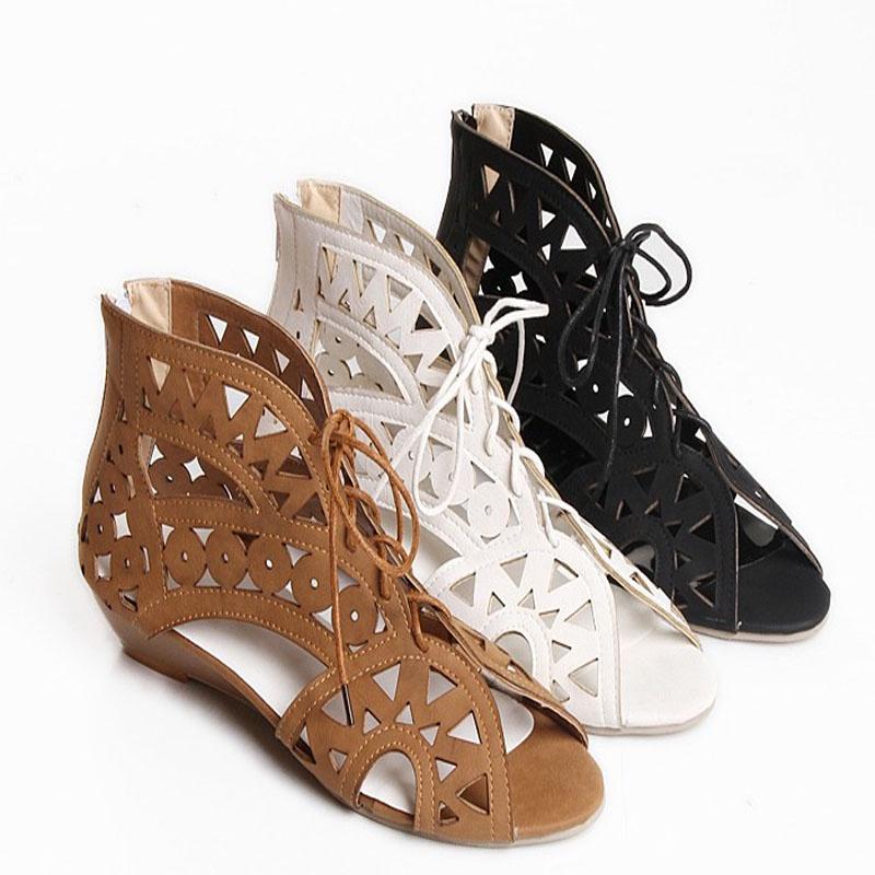 Elegant 2018 New Fashion Roman Hole Flat Sandals For Women In Summer Casual Style