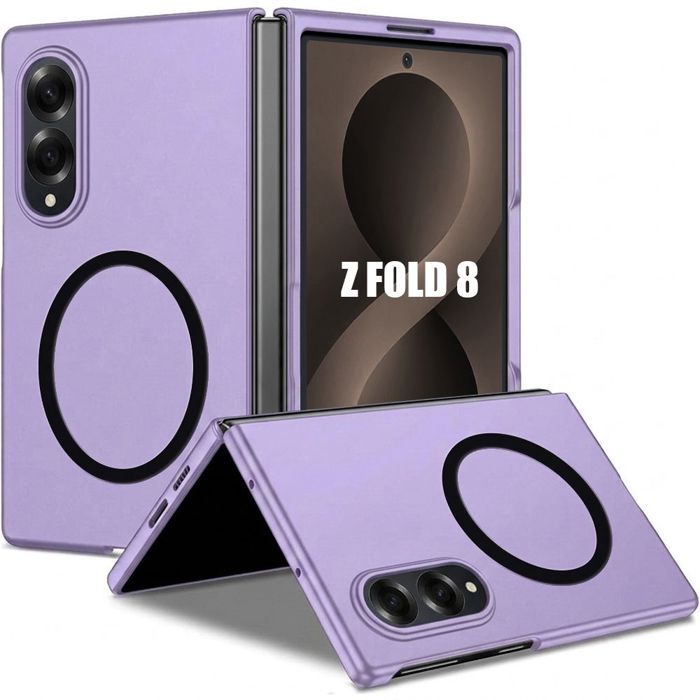 Tok Samsung Galaxy Z Fold 8-hoz, Kemény tok mágneses gyűrűvel - Lila lila