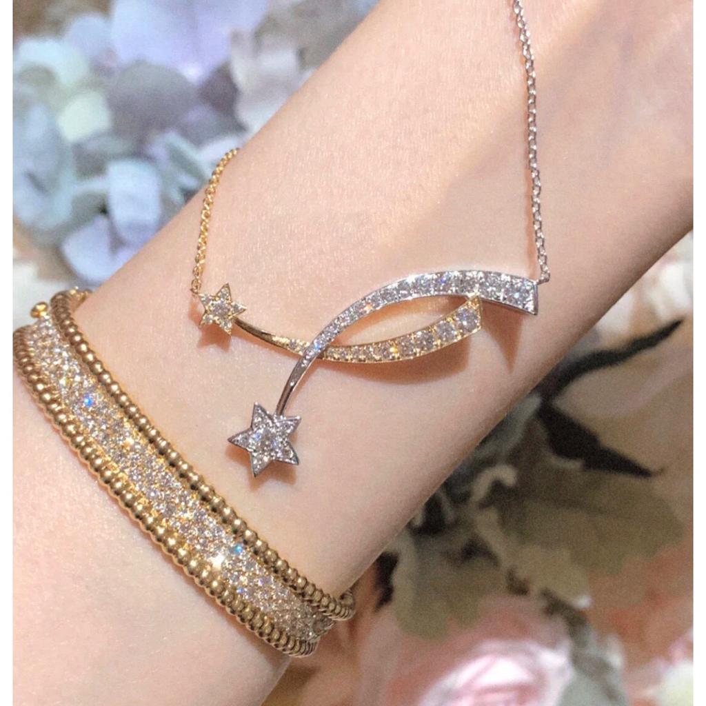 Comet and Meteor Necklace Pendant with Diamonds High-end Jewelry Brand Retro Palace Style Necklace Separation Electroplating