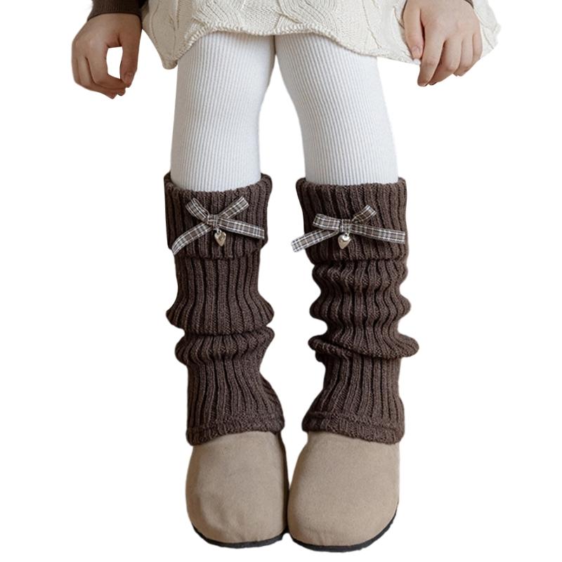 Womens Girls Lovely Leg Warmers Bows Knitted Flared Leg Sleeves Gotik Crochet Baggy Cuffs Ankle Heap Socks Streetwear