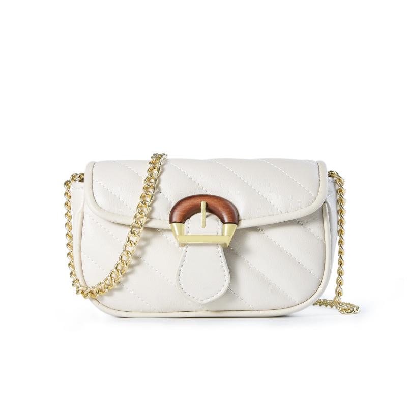 Niche Luxury Women Bag Split Leather Messenger Bags Versatile Thread Pattern Metal Chain Shoulder Crossbody Bags