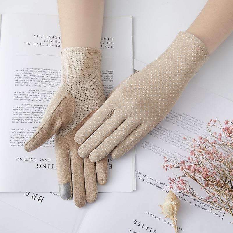 Damen Sonnenschutzhandschuhe Neue Frühling und Sommer Fahrhandschuhe Spitze Schleife Reiten Rutschfest Dünne Touchscreen-Handschuhe