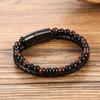 Men Bracelet Rope Stainless Steel Magnetic Natural Stone Leather Beaded Braclet Volcanic Stone bracelet bangles Chain Gift