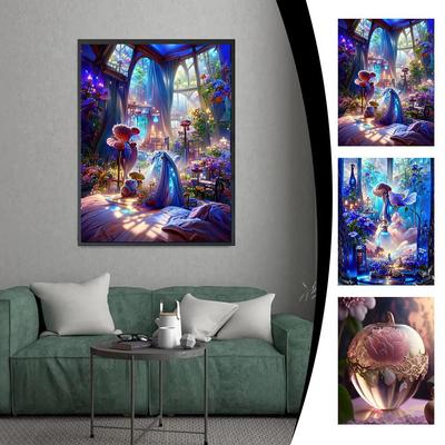 Fantasy Mushroom House DIY Painting By Numbers Package Paints Acrylic Painting Wall Decoration Oil K7J6