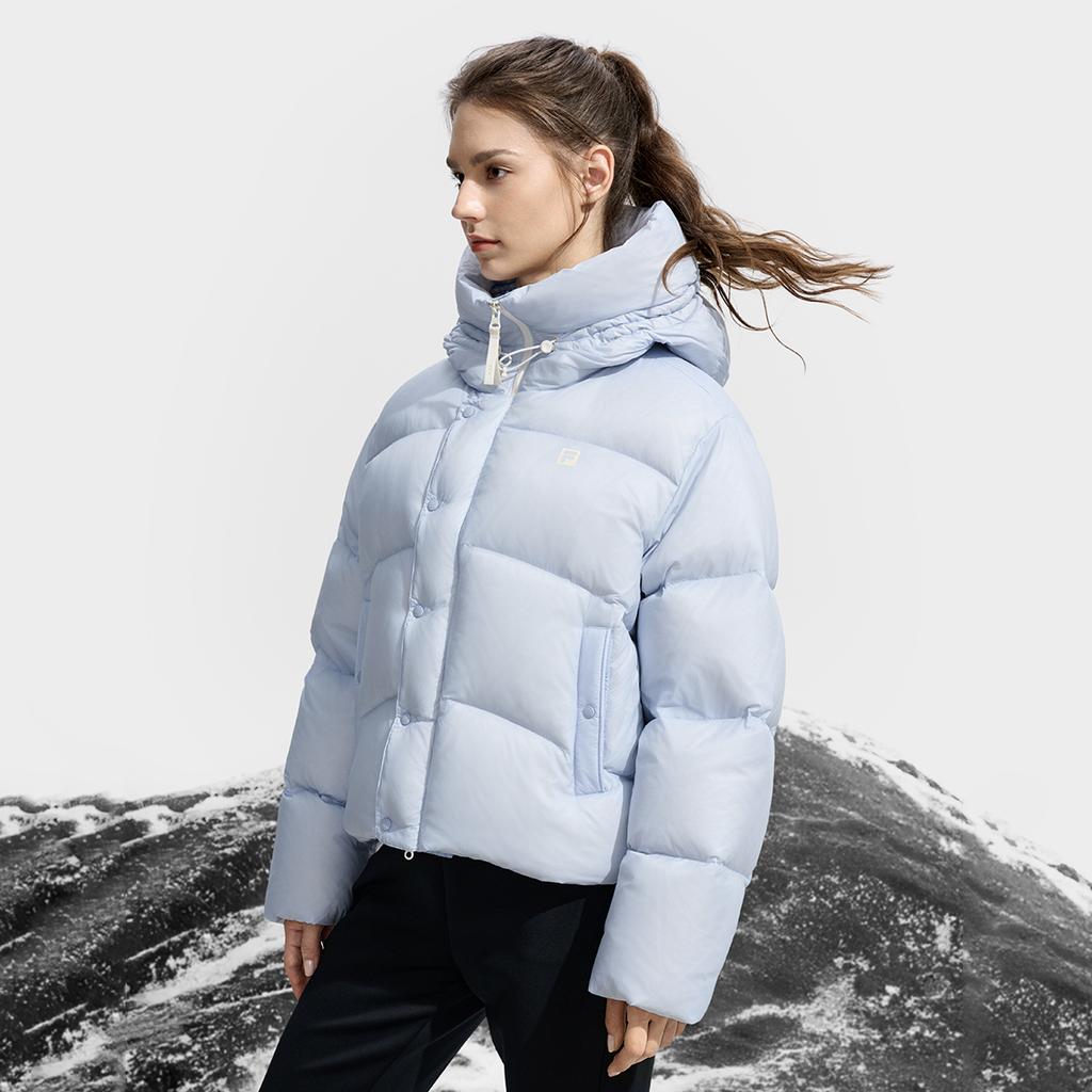 FILA Fitness Fashion Simple Personality Trendy Casual Sports Versatile Fresh Warm Short Hooded Down Jacket Women outerwear Kentucky-Blue A51W541903FBU