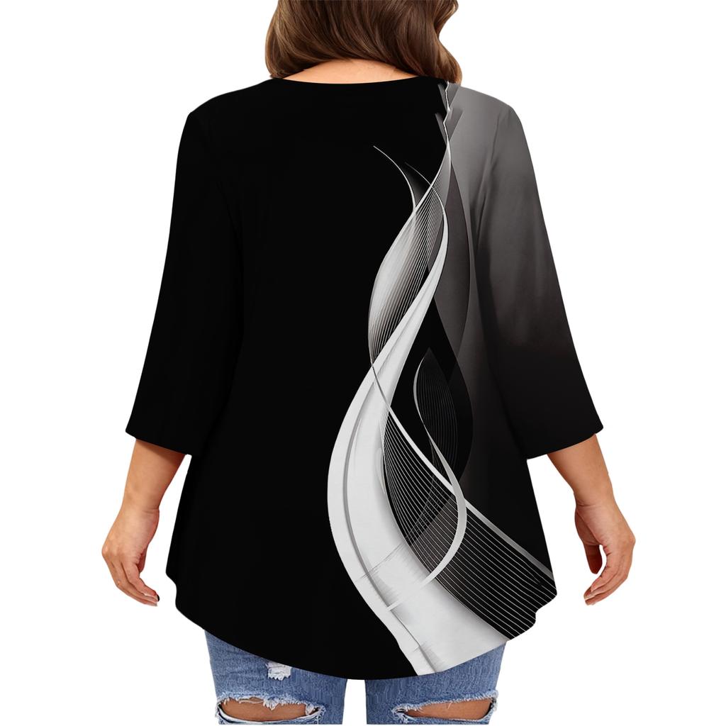 Women's Fashion Casual Round  Neck 3/4 Sleeve Oversized Top