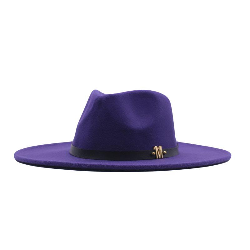 Europe, America, Autumn and Winter New M Standard Big Eaves Peach Heart Concave Convex Top Fashion Flat Top Hat Women's Woolen Jazz Hat