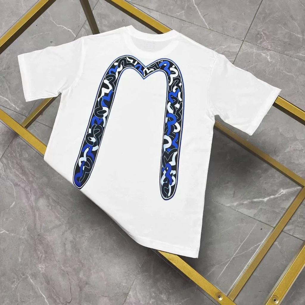 24 Fushen Dharma Buddha Head Stitching Large M Print Cotton Short Sleeve and WoRound Neck Letter T-shirt