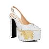 Damen Gold Grün Pailletten Schuhe Sexy Super Hochhackige Klobige Plateaus Pumps Bling Bling Silber Glitzer Schuhe Weiß