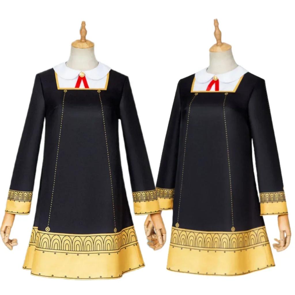 Anya Forger Cosplay Costume Anime Spy Family Toddler adult Clothing Anya Cospla Kawaii Black Dress Party Wig Halloween Women