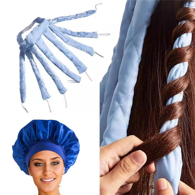 2Pcs Set Octopus Curler Headband Nightcap Suitable for Long Hair Satin Non Thermal Curling Iron Adjustable Strap Styling Tools