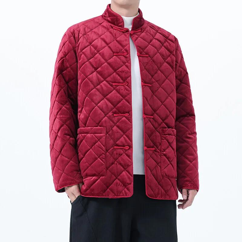 Autumn Chinese Style Men Cotton Padded Jacket Young Men Winter Fashion Retro Parkas Outerwear Male Casual Loose Fit Warm Coat