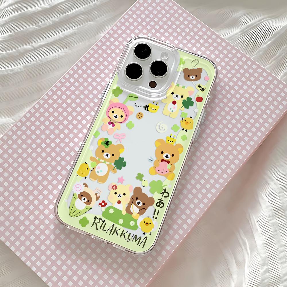 Anime Cute Rilakkumas Phone Case for IPhone 17 16 16e 15 14 13 12 11 Mini Pro Max X XR XSMax 7 8 Air Plus Transparent Back Cover