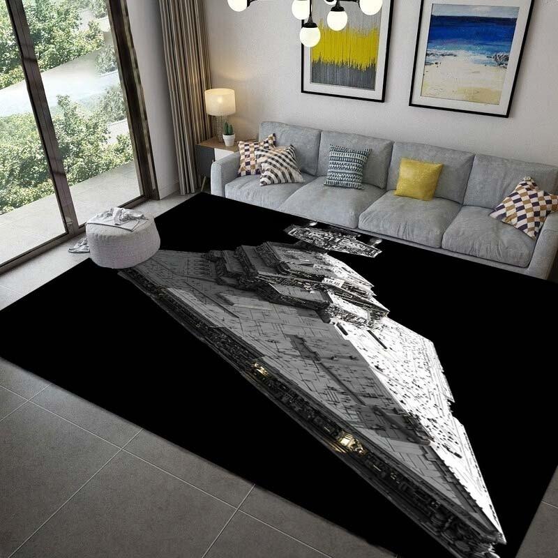 Space Ship Carpet for Living Room Vintage Galactic Space Star Ship Area Rug Soldier Large Non Slip Door Mat Bath Mats Home Decor