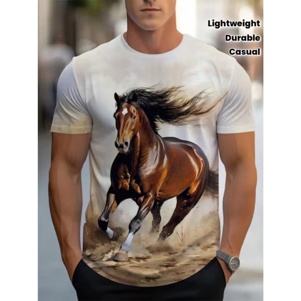 New Summer Men's Fashion T-shirt Personality Simple Pattern Printed Men's T-shirt Top