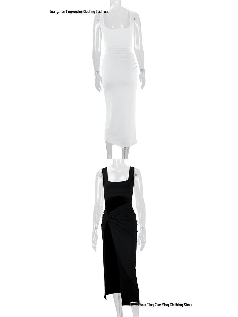 Women's Spaghetti Strap Hollow Out Long Skirt Dress