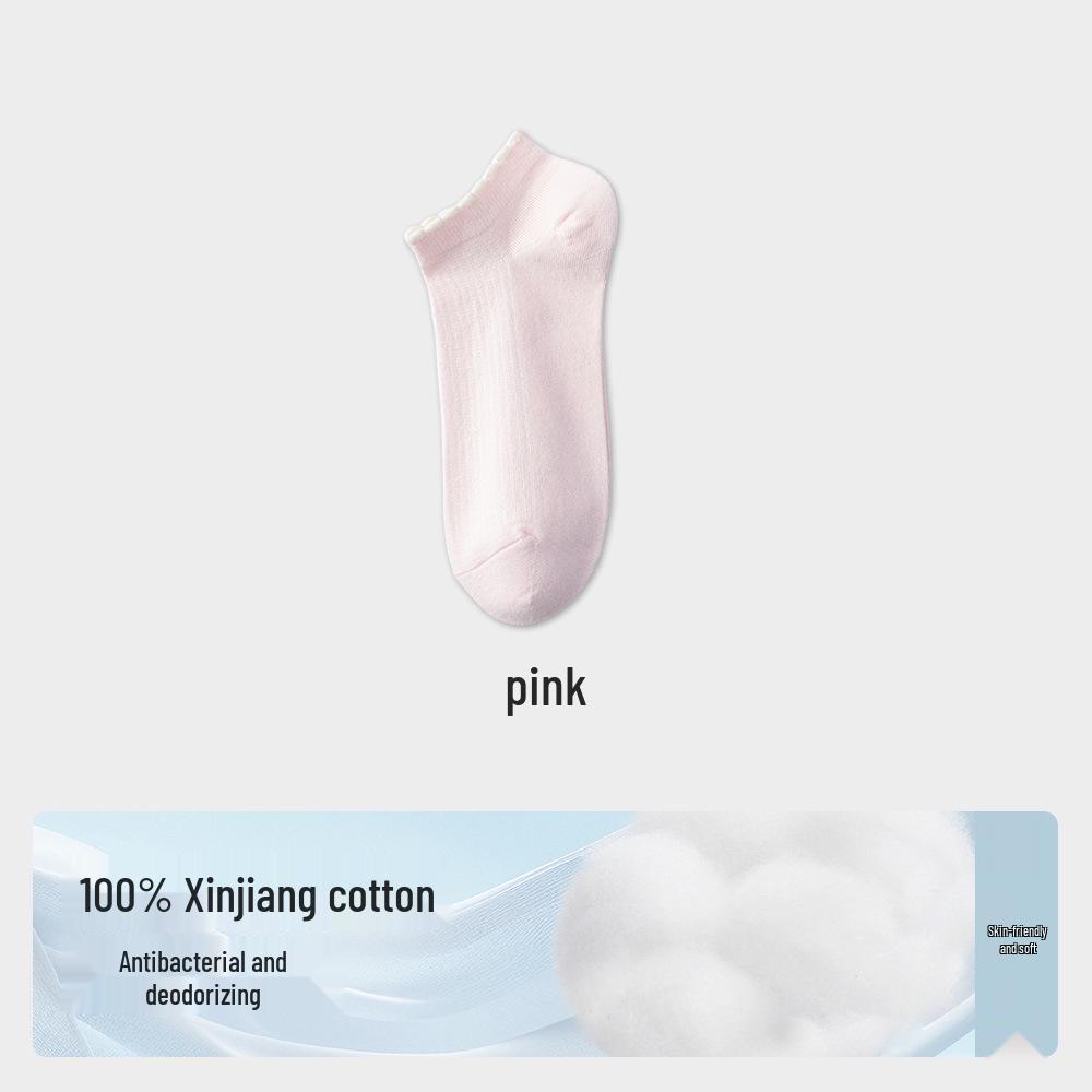 Damen-Kniebundsocken aus reiner Baumwolle mit Spitze - Antibakteriell, Hohe Elastizität, Atmungsaktiv, Vertikale Streifen für Frühling und Herbst.