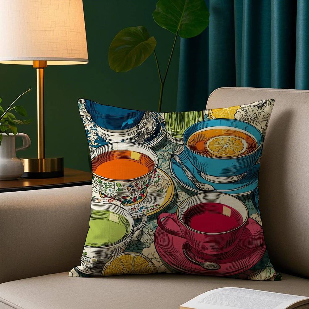 

Винтажная еда Роскошный Низкий чай Наволочка Плюшевая ткань Мягкая наволочка Двусторонняя печать Чехол на подушку для дивана Декоративная наволочка 12x12Inch