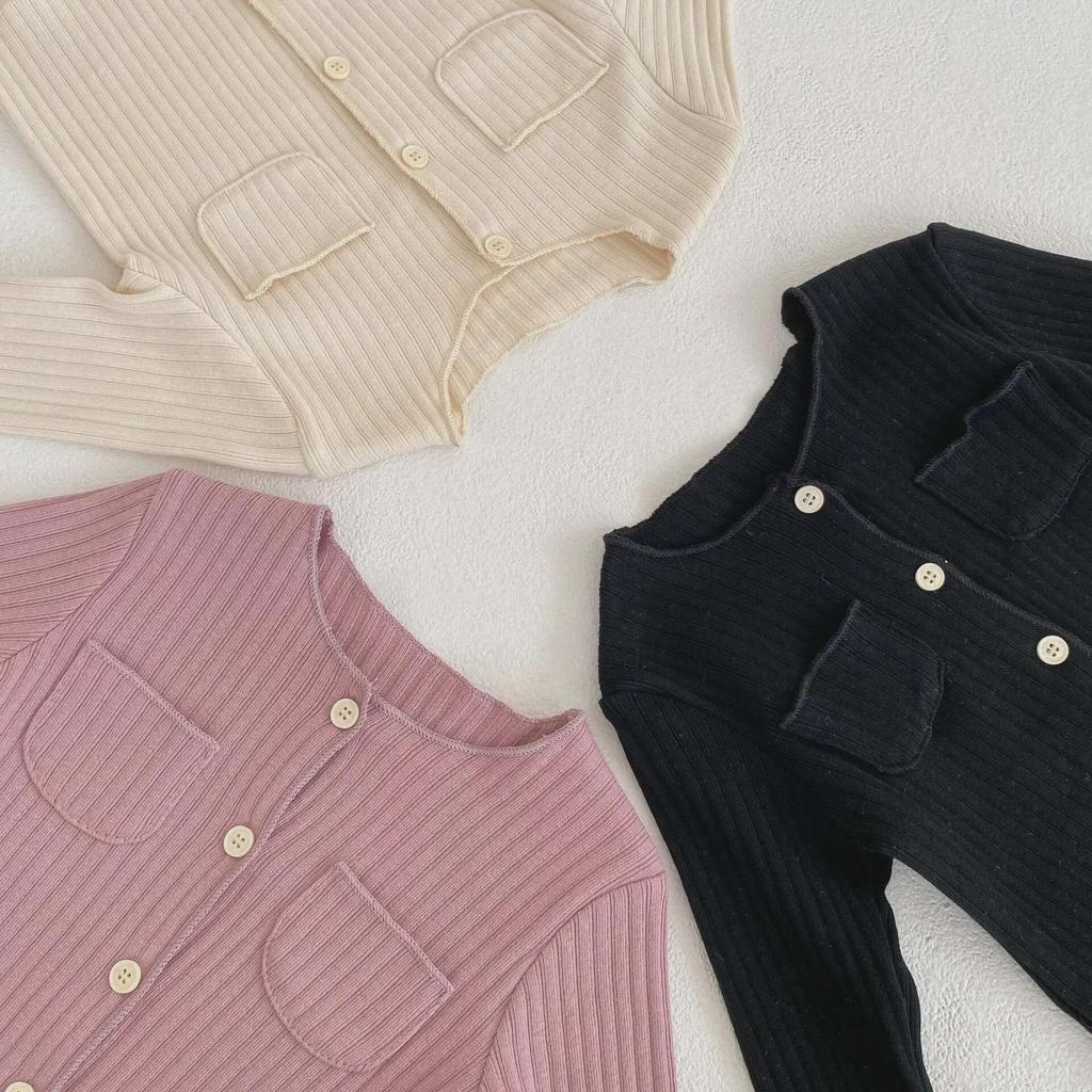 2024 Spring Unisex Baby Striped Pocket Top & Trousers Set