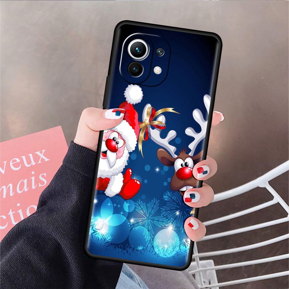 Soft Silicone Case For Xiaomi Mi 11 Lite 5G NE 11T Pro 12S Ultra 12 Note 10 10T 9T TPU Phone Cover Bumper Funda Merry Christmas