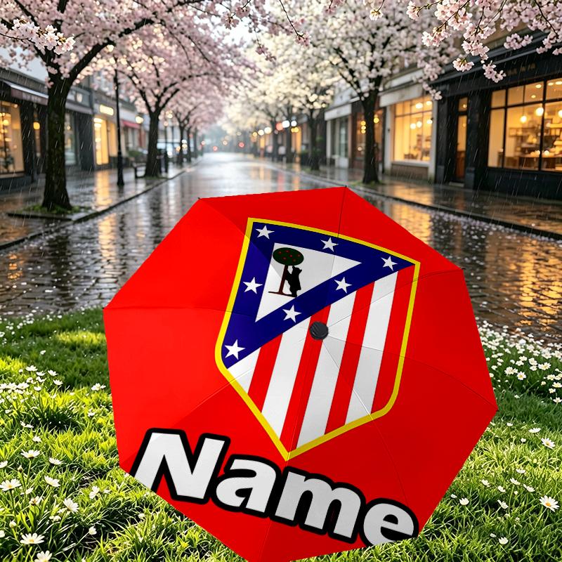 Custom Name Personalized football team Print Umbrella, Auto Open Close, 8‑Rib Sturdy Frame, Commute Camping Hiking Use, Birthday Gift
