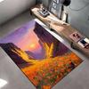 Sunset Landscape Carpet with Orange Flowers and Mountain View Design Suitable for Use As an Anti-slip for Living Room Bedroom Sofas