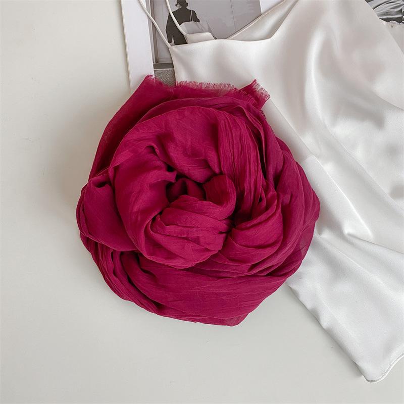 Thin Women's Desert Shawl Color Winning Cotton and Linen Beige Versatile Scarf Xinjiang Travel Sunscreen Scarf
