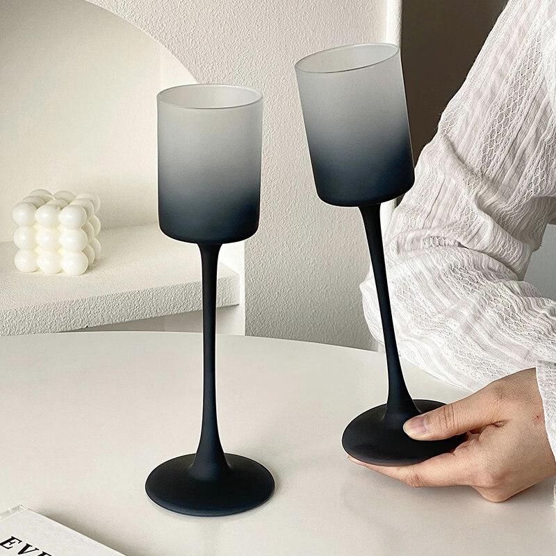 ZISIZ Vintage Frosted Black Champagne Glass