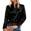 Damen Modisches Lässiges Langarmshirt mit Weitem Kragen Stehkragen Top