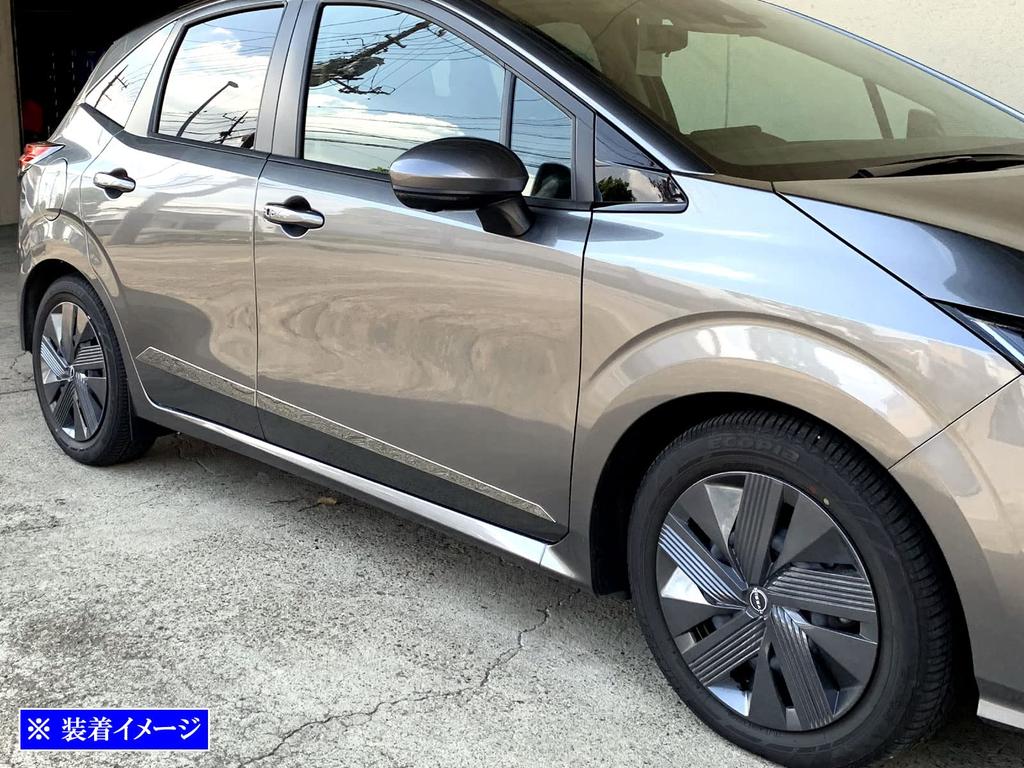 BRIGHTZ Finish Stainless Steel Side Door Moulds for Toyota Note E13 Ultra-Mirror (4-Piece Set) (SID-MOL-145) (SNE13)